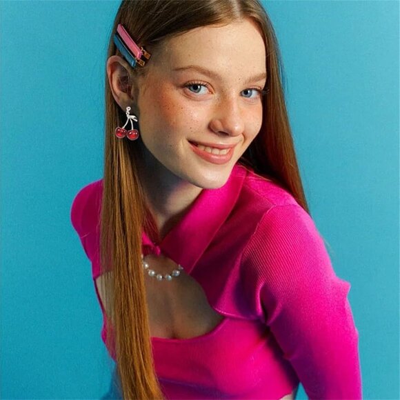 Sweet Cherry Pendant Necklace Set for Women Cute Fruit Earrings Bracelet Creativ - Picture 4 of 8